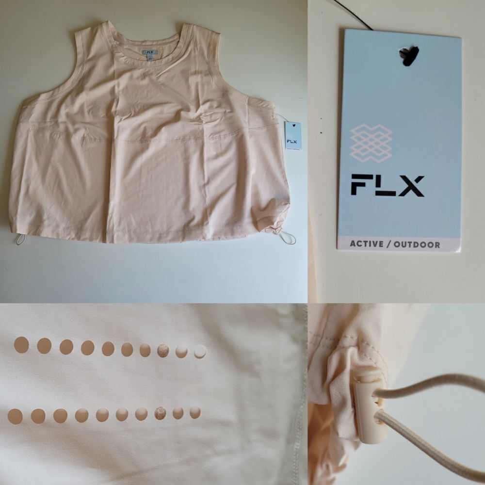 NEW 3X FLX ACTIVE BREATHABLE ADJUSTABLE BEIGE PINK LIGHTWEIGHT TRAIL TOP NWT